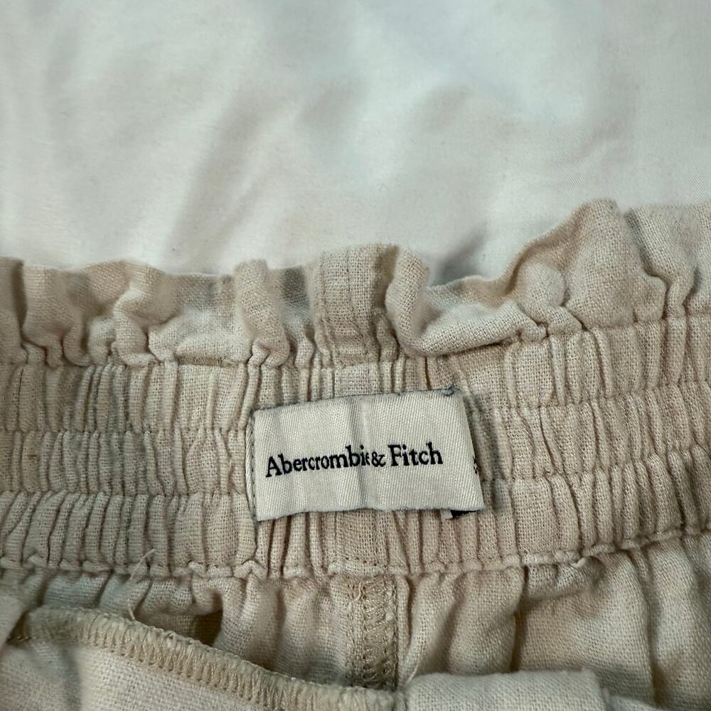 Abercrombie & Fitch High Rise Tie Waist Cream Beige Shorts Womens Large - Picture 4 of 8